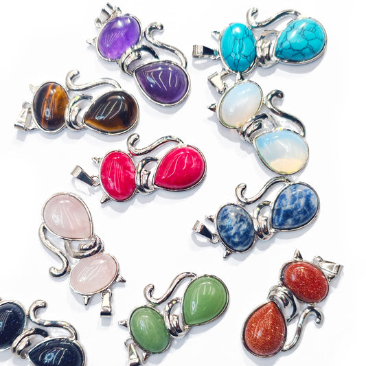 L1588]Crystal Kitty Pendant