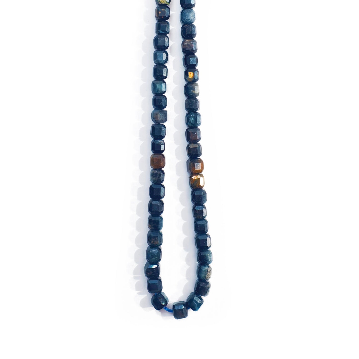 L1590]Crystal Tiger Eye Cube Blue