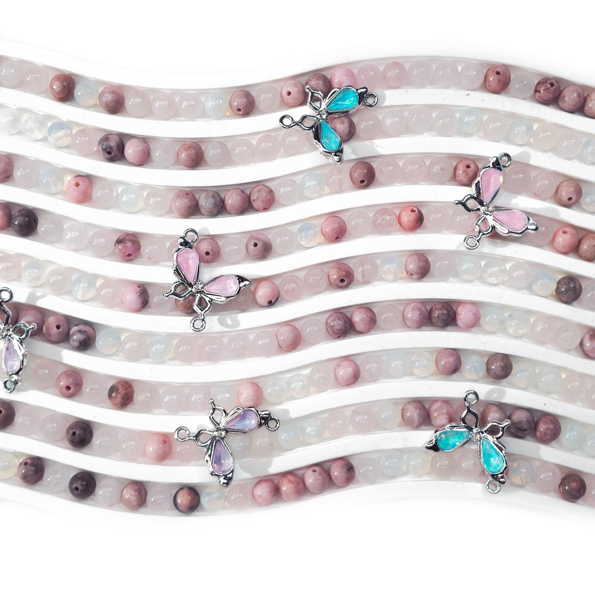 L2017]Crystal Rosy Flutter 6mm