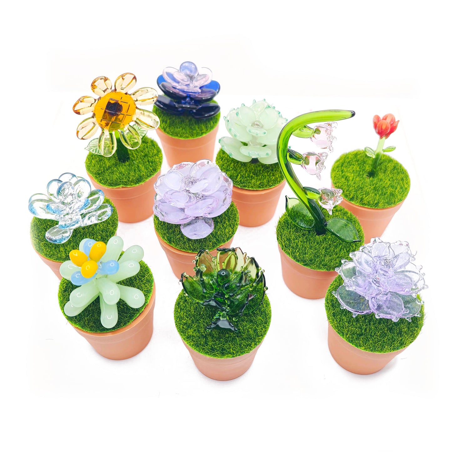 L1896]Handmade Glass Plant